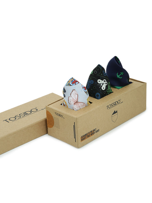 Printed Perfection: Set of Three Pocket Squares