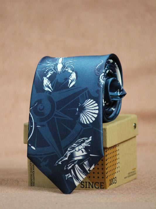 Blue Anchor Print Necktie
