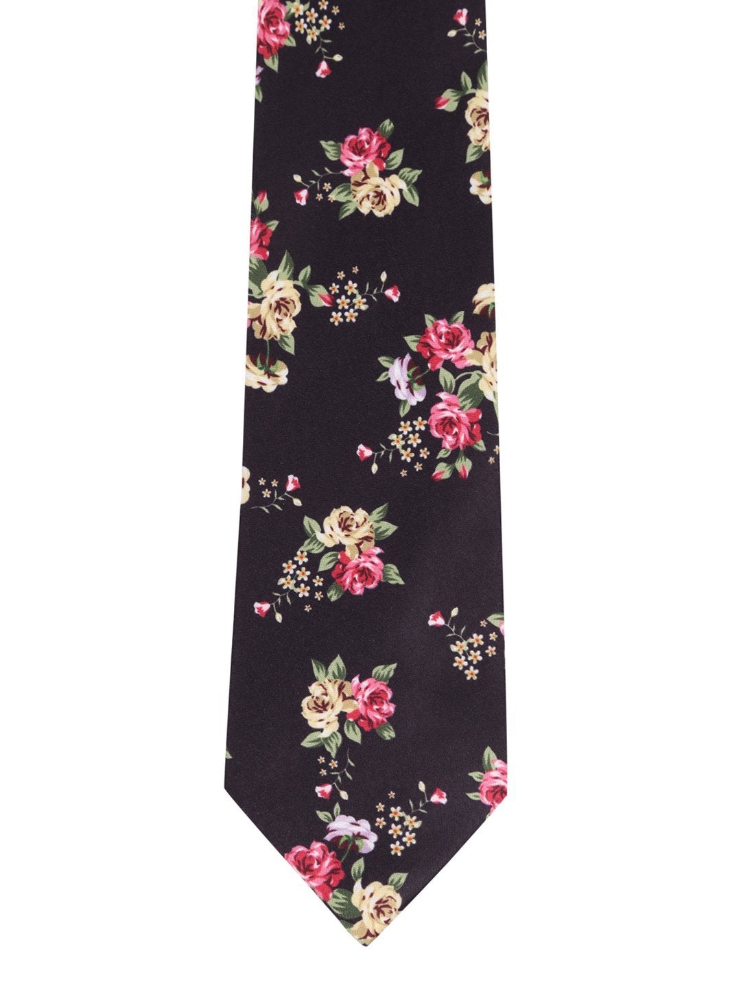 Black Base Printed Necktie & Pocket Square Set - TOSSIDO