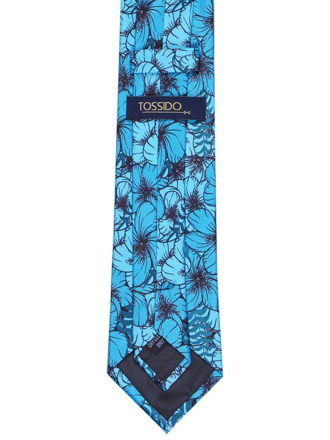Blue Floral Printed Necktie - TOSSIDO