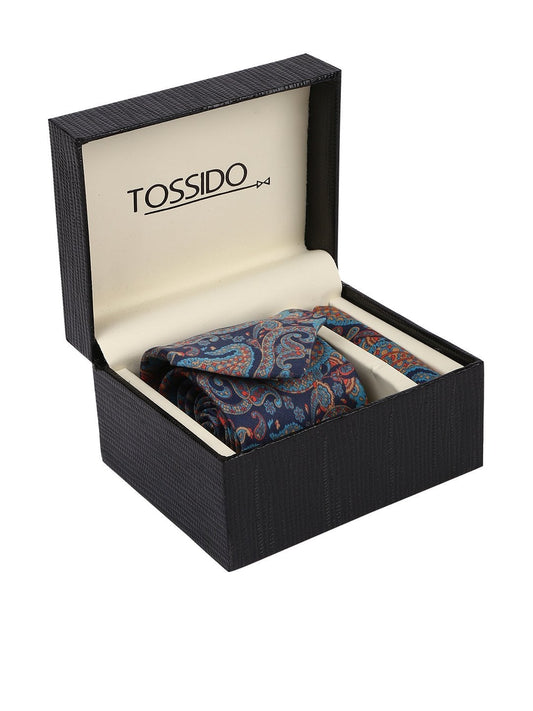 Multicolored Paisley Necktie & Pocket Square Giftset - TOSSIDO