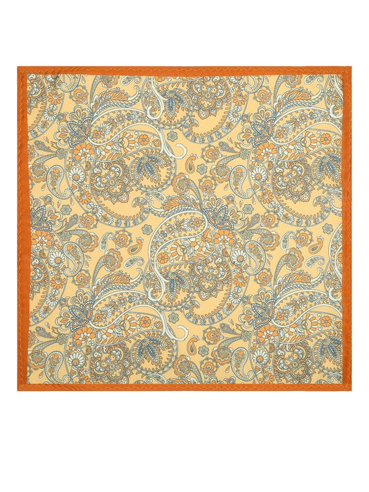 Mustard Printed Pocket Square - TOSSIDO