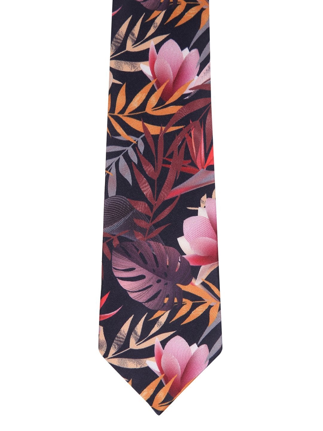 Purple Base Printed Necktie & Pocket Square Set - TOSSIDO