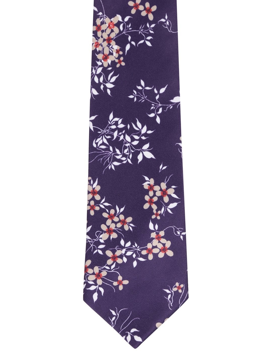 Purple Base Printed Necktie & Pocket Square Set - TOSSIDO